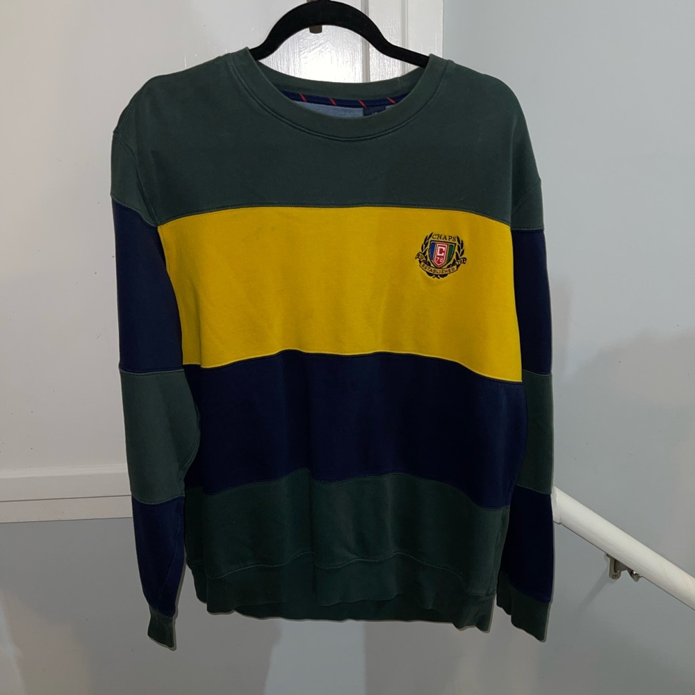 Chaps Multicolor Crewneck Sweater - Green, Yellow, and Blue